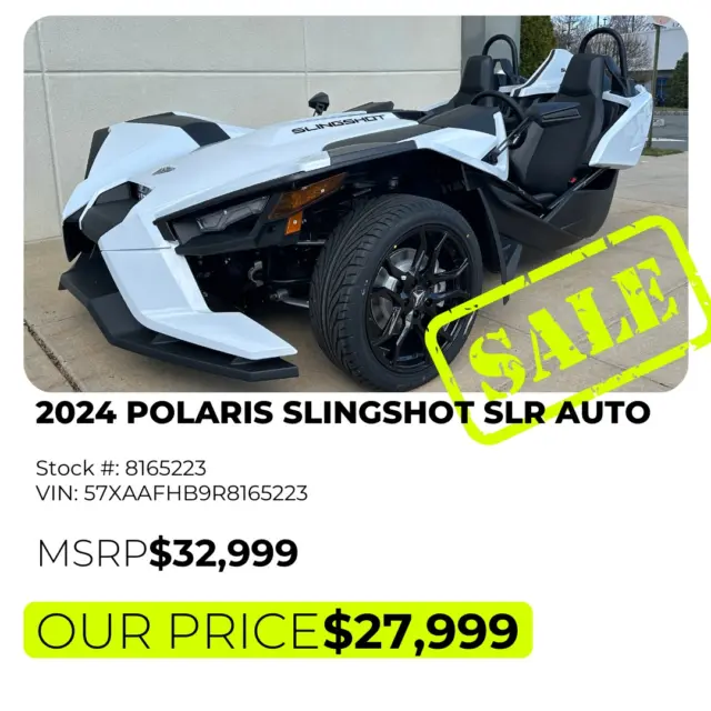 🚨 Super Sale Alert! 🚨 Get ready to hit the road in style with the 2024 Polaris Slingshot SLR Autodrive! 🎉

Originally priced at $32,999, you can now snag this beauty for just $27,999! 😮 Don't miss your chance to experience the thrill of open-air driving like never before. 

🔥 Limited time offer – get yours today! 🔥 

#PolarisSlingshot #SLRAutodrive #SuperSale #RideInStyle (opens in a new window)