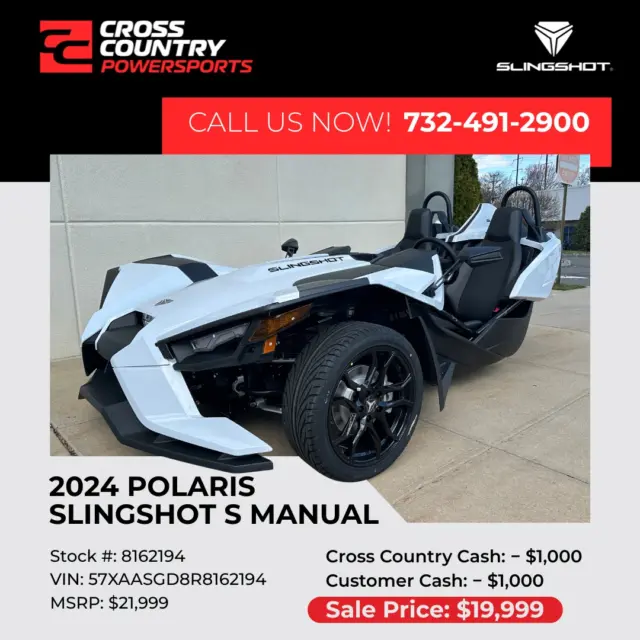 🔥 LIMITED-TIME SLINGSHOT DEAL! 🔥
Ready to turn heads this summer? Don’t miss your chance to own a 2024 Polaris Slingshot S Manual for only $19,999 + tax & fees — and we’re giving you an EXTRA $1,000 OFF this specific unit!

👉 VIN: 57XAASGD8R8162194
👉 Now through July 31st only
👉 Exclusive to this unit – when it’s gone, it’s gone!

Slide into summer with the ultimate 3-wheel thrill ride. Come see it in person before someone else grabs it!

#PolarisSlingshot #SlingshotLife #ThreeWheeledThrill #CrossCountryPowersports #LimitedTimeOffer (opens in a new window)